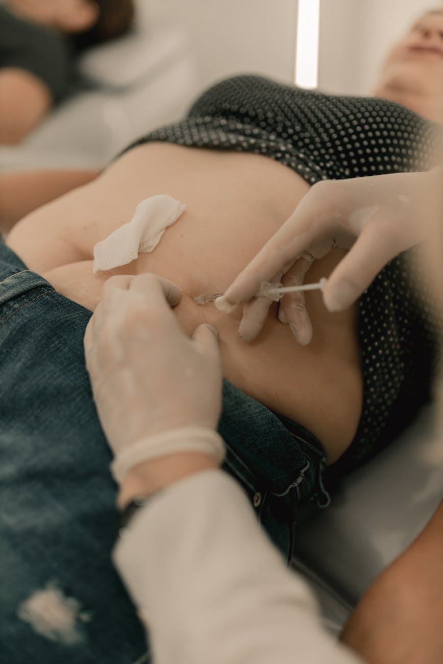 close up of medical injection procedure